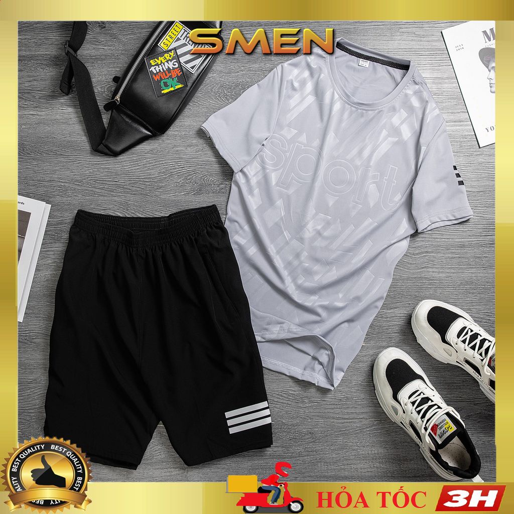 Bộ thể thao nam thun lạnh tập gym, bộ đồ nam thể thao co giãn 4 chiều BO02 - SMEN