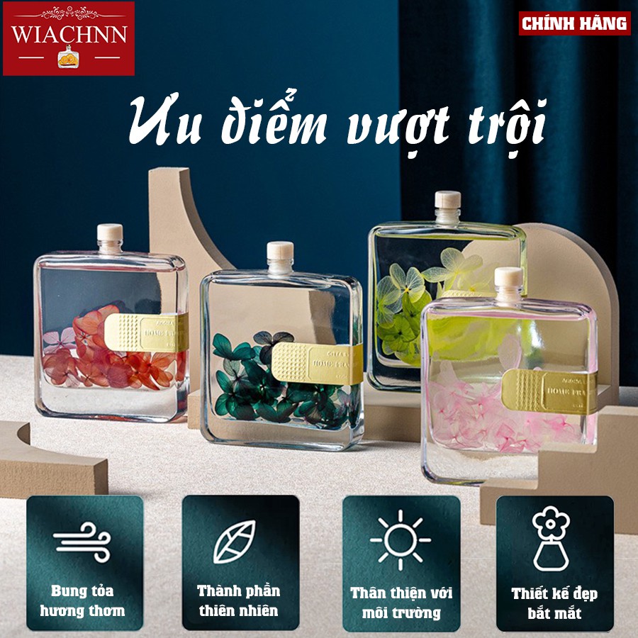 Tinh Dầu Thơm Phòng Thiên Nhiên WIACHNN 100ml Que Gỗ Lọ Khuếch Tán Hương Khử Mùi Thư Giãn QT100