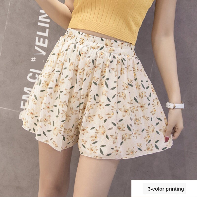 Quần ngắn ống rộng Họa Tiết Hoa Cho Nữ