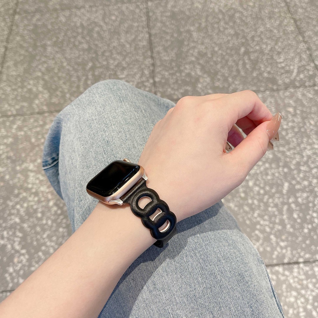 Dây Đeo Da 2022 44mm 40mm 42mm 38mm 45 mm 41mm iWatch 3 4 5 SE 6 7