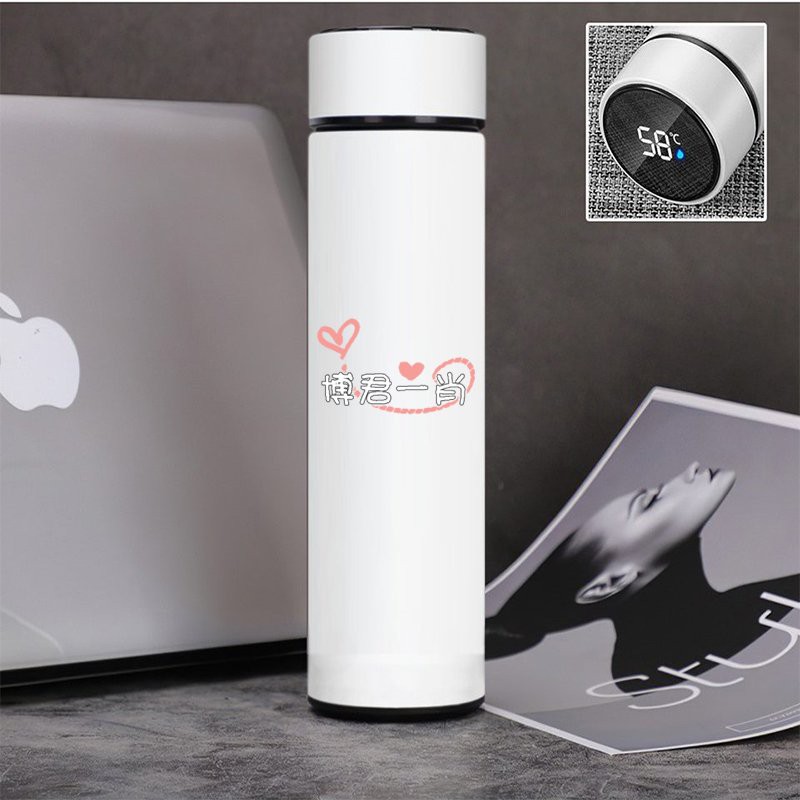 Bình giữ nhiệt đựng nước IN HÌNH BJYX BÁC QUÂN NHẤT TIÊU Vương Nhất Bác Tiêu Chiến tiện lợi lõi INOX có nắp báo nhiệt độ
