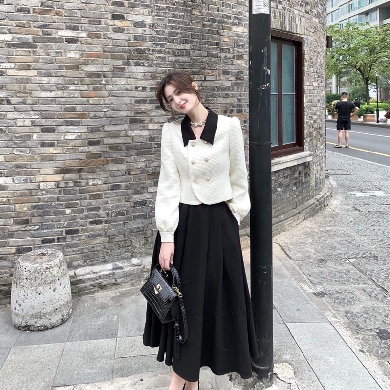 Pass set áo dạ và chân váy dài của Loan Lâm size L