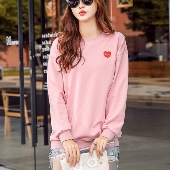 Áo Thun Sweater Nữ Vây Cá Tay Dài Bo In Logo Trái Tim Chữ LOVE Cute Local Brand DLX Áo Phông Nữ Đẹp