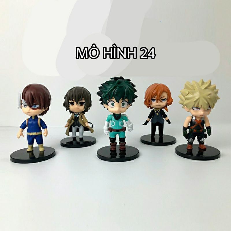 [12cm] Bộ 5 nhân vật Chibi anime Boku no HERO ACADEMIA Midoriya Izuku Todoroki Shoto Bakugo Uraraka Ochako kacchan