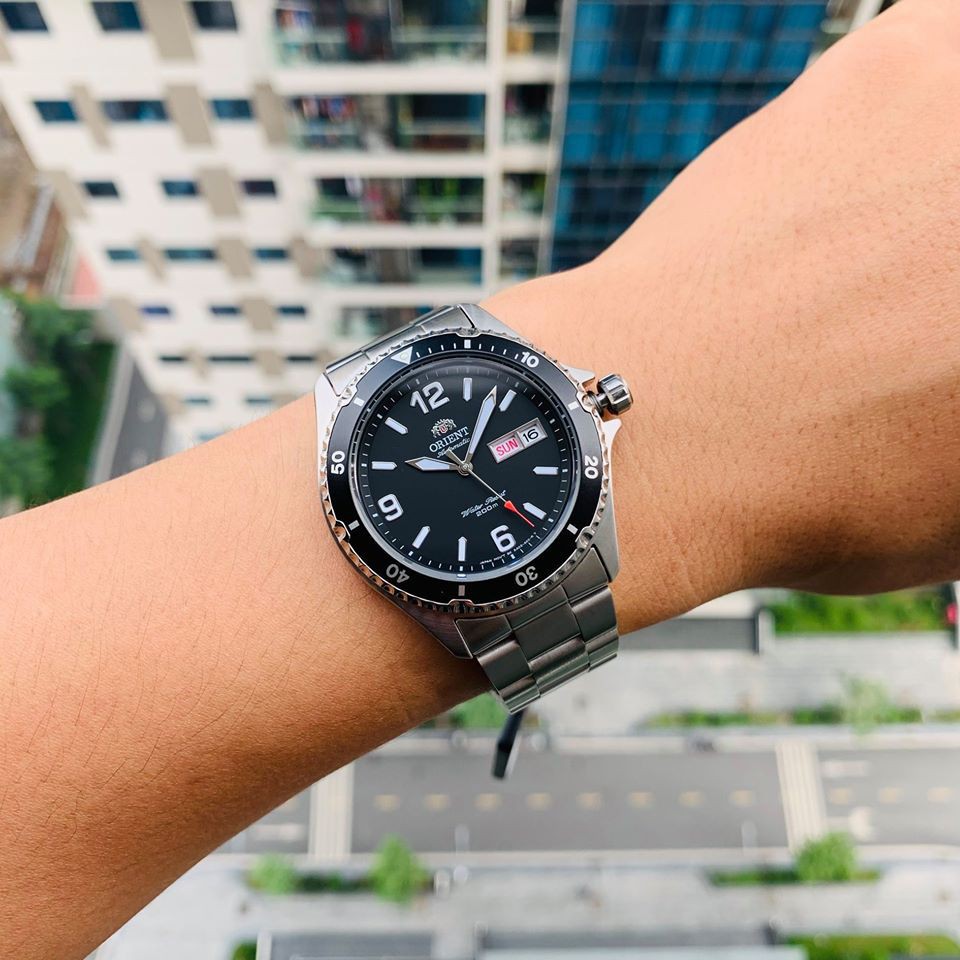 Đồng hồ nam dây thép ORIENT BLACK MAKO II FAA02001B9 chính hãng Automatic Chống nước