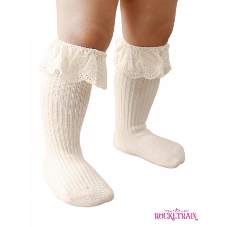 ✫Wv☾Vớ Ren Chống Trượt Có Keo Dán Dành Cho Bé Gái