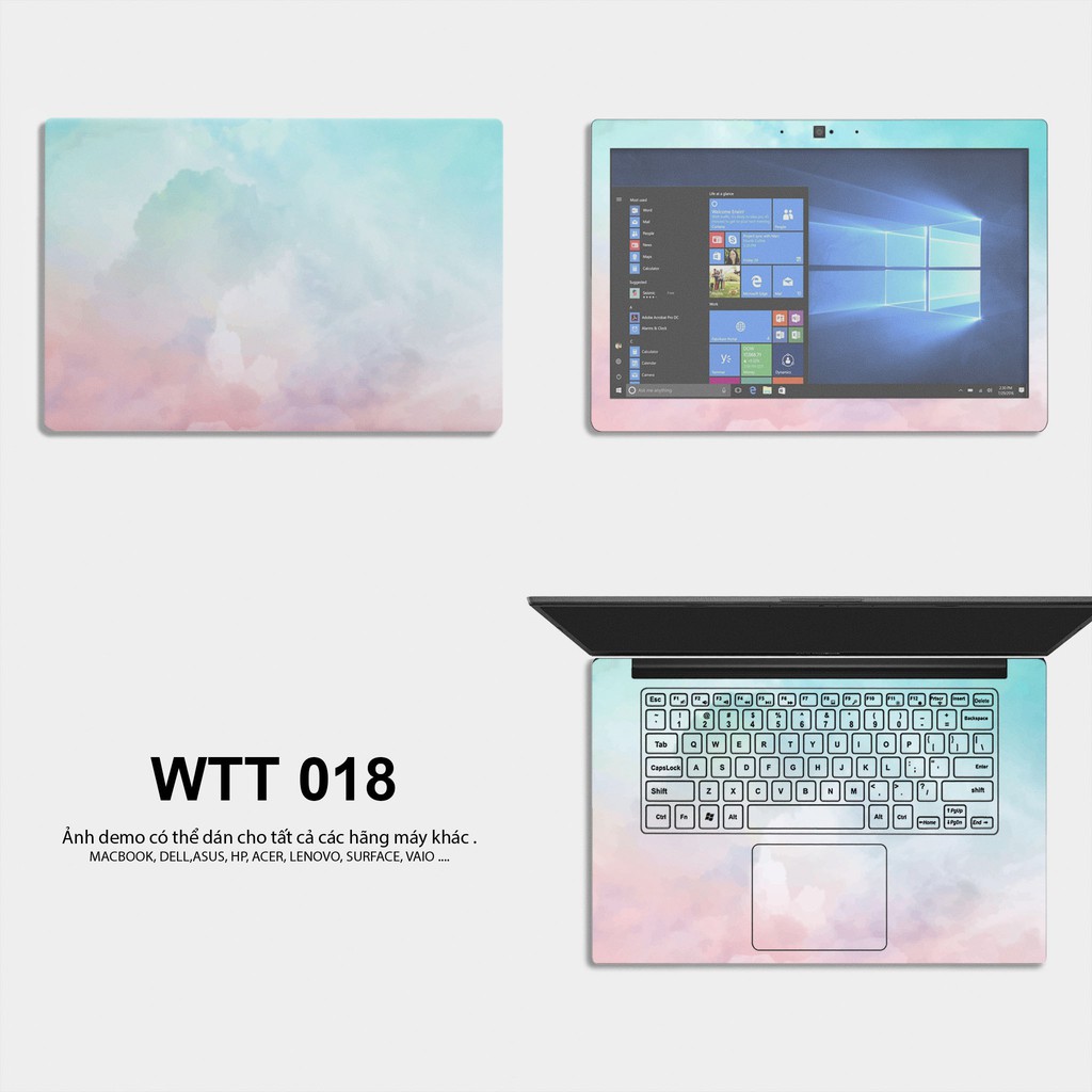 Bộ skin dán laptop mẫu Màu Nước / Có mẫu decal dán cho tất cả các hãng máy tính