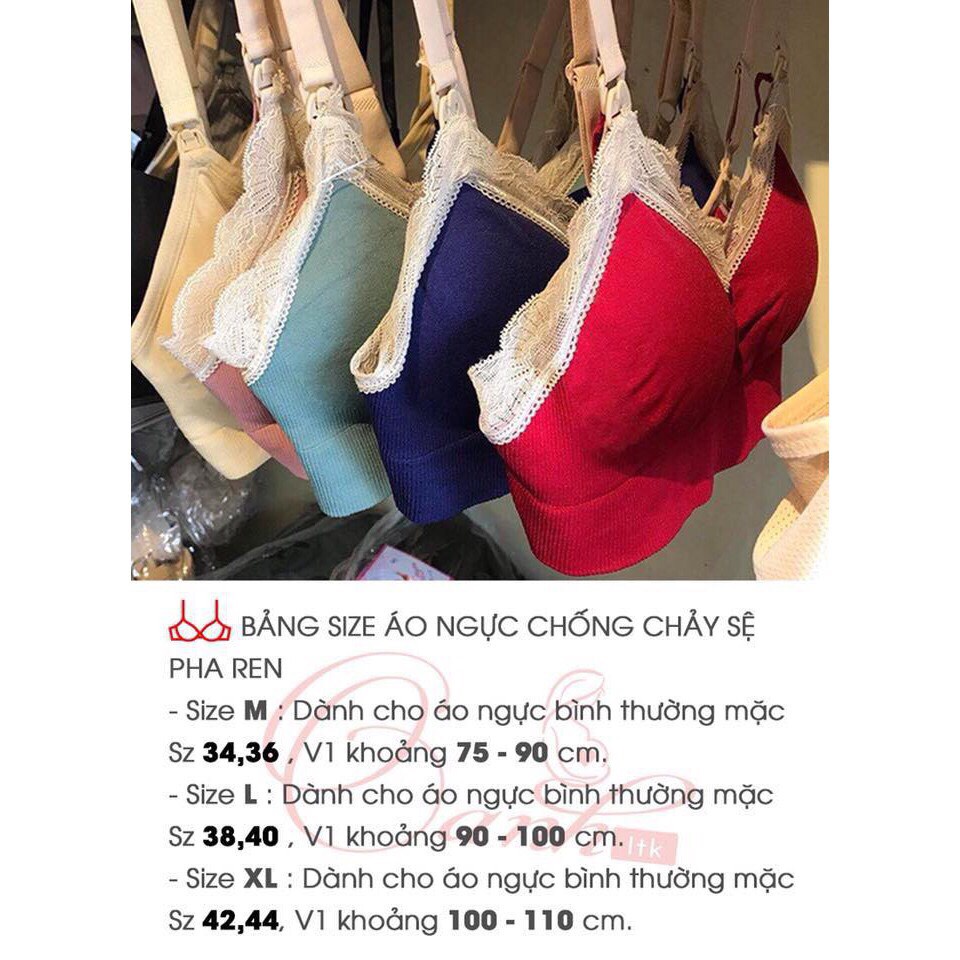 Áo Lót bầu chống sệ viền ren, chất liệu cotton 100%, dây điều chỉnh, nắp mở cho bé ti (chọn màu chat shop)