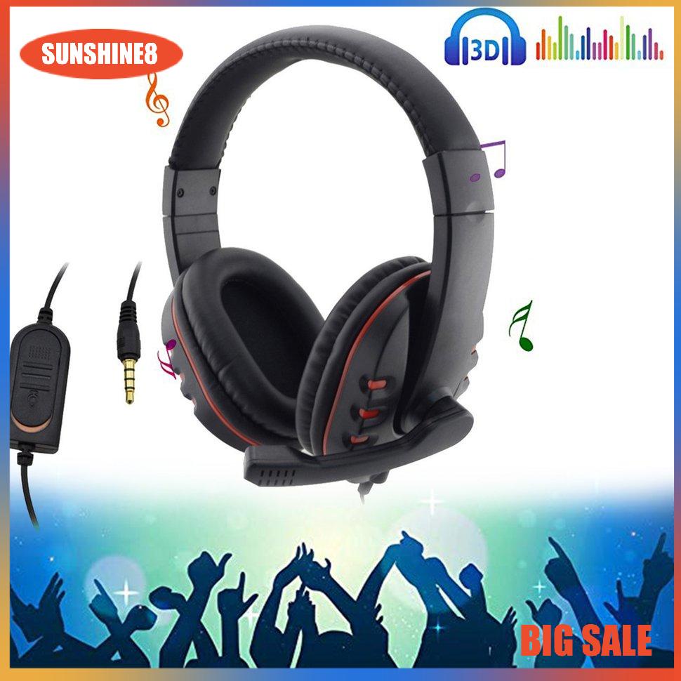 【SUN】Wired 3.5mm Headset Headphone Earphone Music Microphone For PS4 Game PC Chat