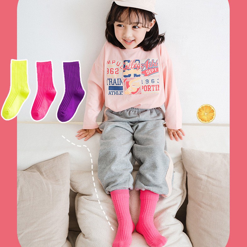 Set 3 cặp vớ cotton phối màu trơn xinh xắn dành cho bé