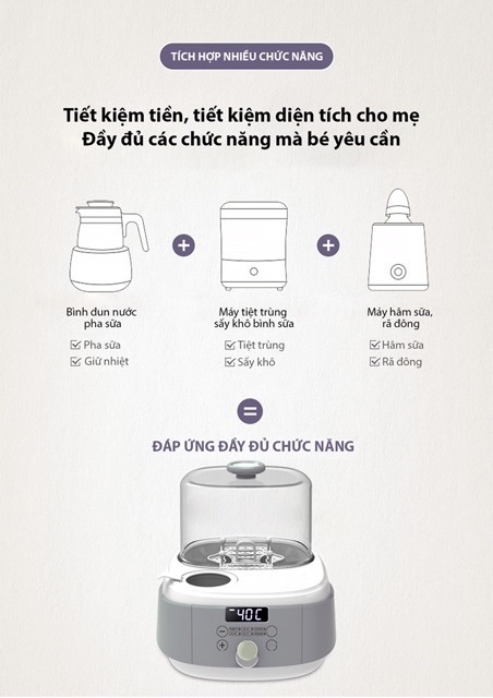 MÁY TIỆT TRÙNG BÌNH SỮA SẤY KHÔ 5in1 DDO : 𝗧𝗜𝗘̣̂𝗧 𝗧𝗥𝗨̀𝗡𝗚 -  𝗦𝗔̂́𝗬 𝗞𝗛𝗢̂ – 𝗛𝗔̂𝗠 𝗦𝗨̛̃𝗔
