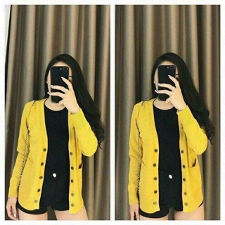 Áo len cadigan lông thỏ cúc gỗ
