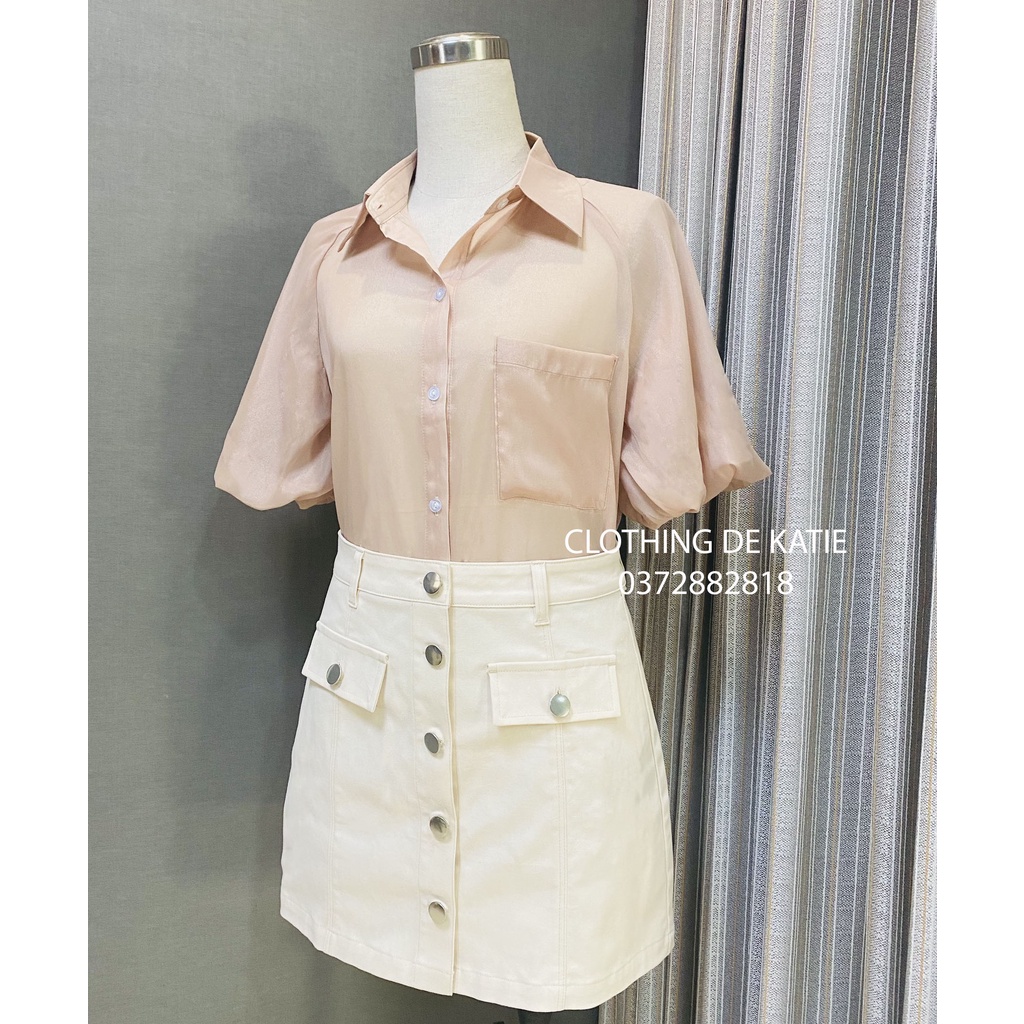 ÁO SƠ MI NGẮN TAY BỒNG VOAN TƠ BÓNG