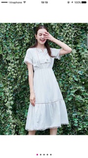 Đầm xoè midi phối ren Cati
