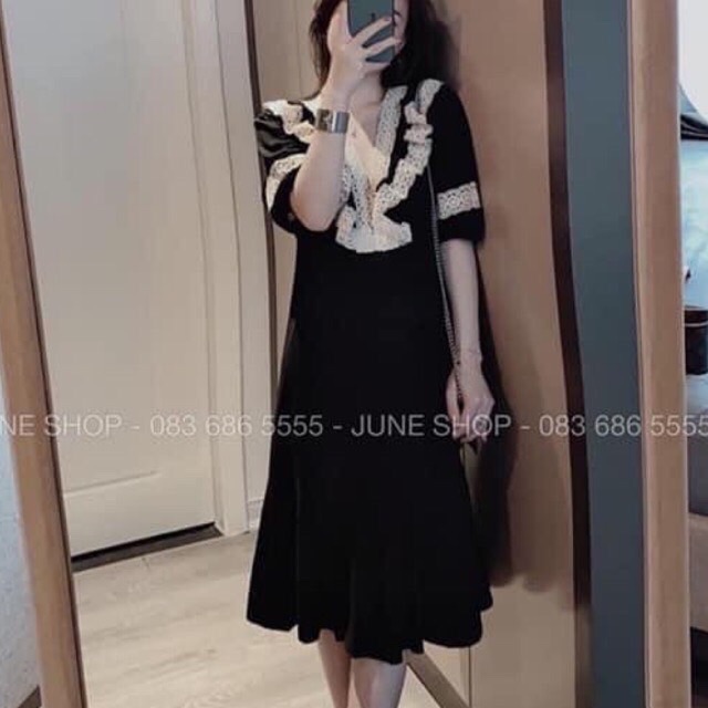 Đầm Bầu, Váy Bầu Cổ Ren Bèo Ngực Tay Lỡ - Hàng Loại 1 - Chuẩn Mềm Đẹp Ren Xịn - V04