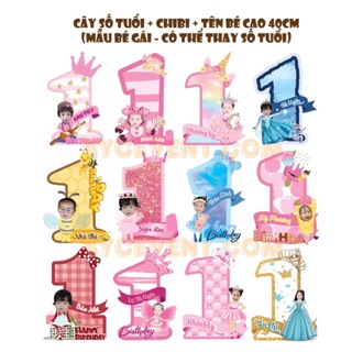 [GIAO NHANH] Số tuổi 40cm Kèm Chibi và Tên bé trang trí sinh nhật thôi nôi