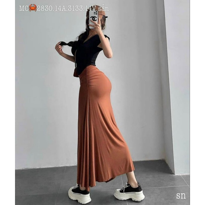 Set body áo tay ngắn chân váy dài xoè đuôi cá - AT900