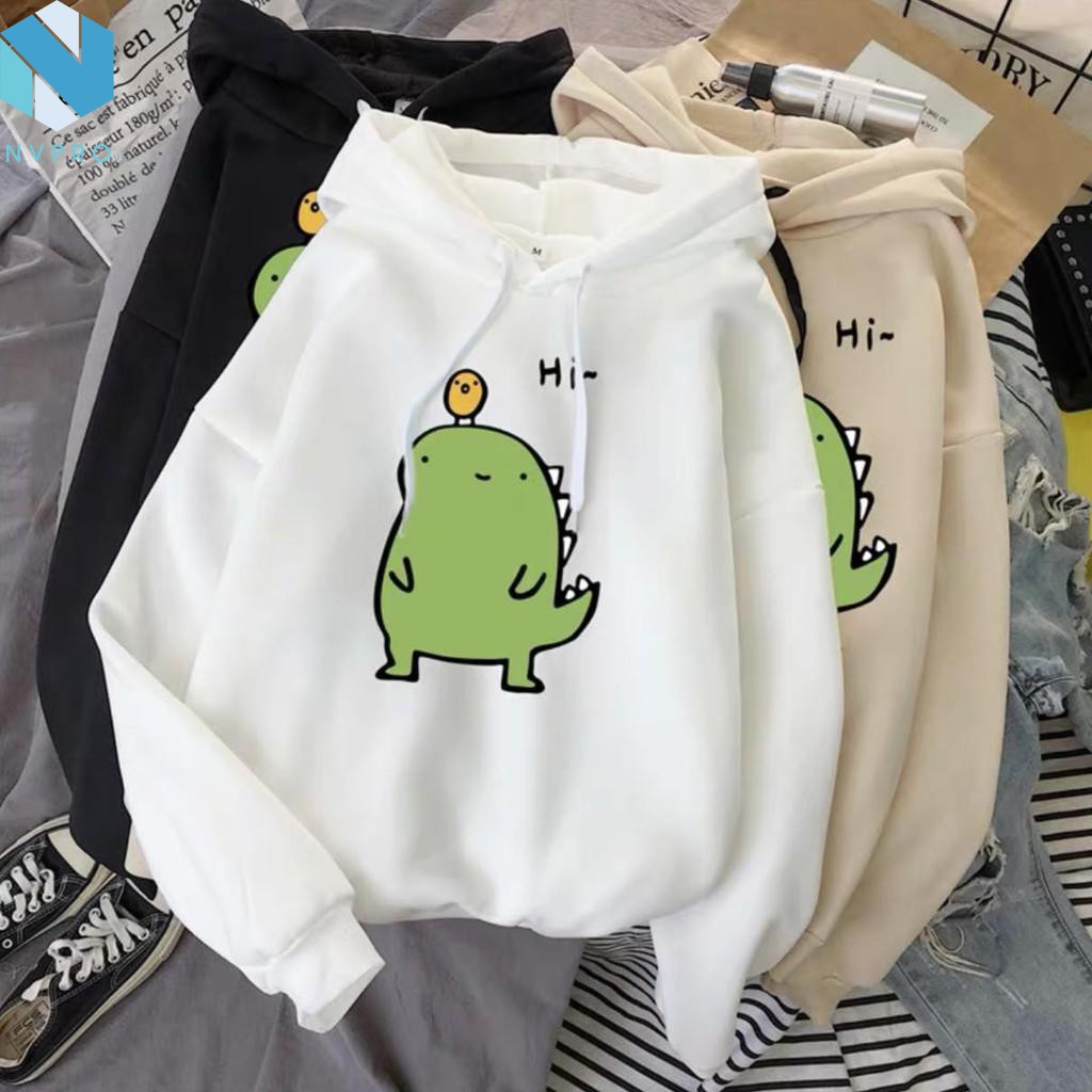 Áo hoodie unisex khủng long SAY HI hot trend Hàn Quốc E057