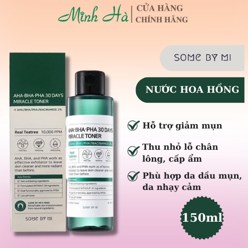 Nước hoa hồng Some By Mi AHA-BHA-PHA 30 Days Miracle Toner 150ml dành da mụn