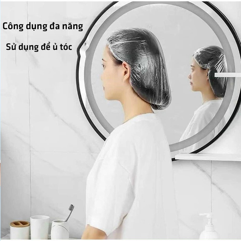 Set 100 màng bọc thực phẩm túi gấu, Màng bọc thực phẩm PE có chun bọc đồ ăn co giãn tái sử dụng GD319