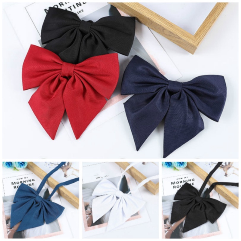 Nơ Cài Áo Đồng Phục Màu Trơn Kiểu Dáng Dễ Thương Cho Nữ