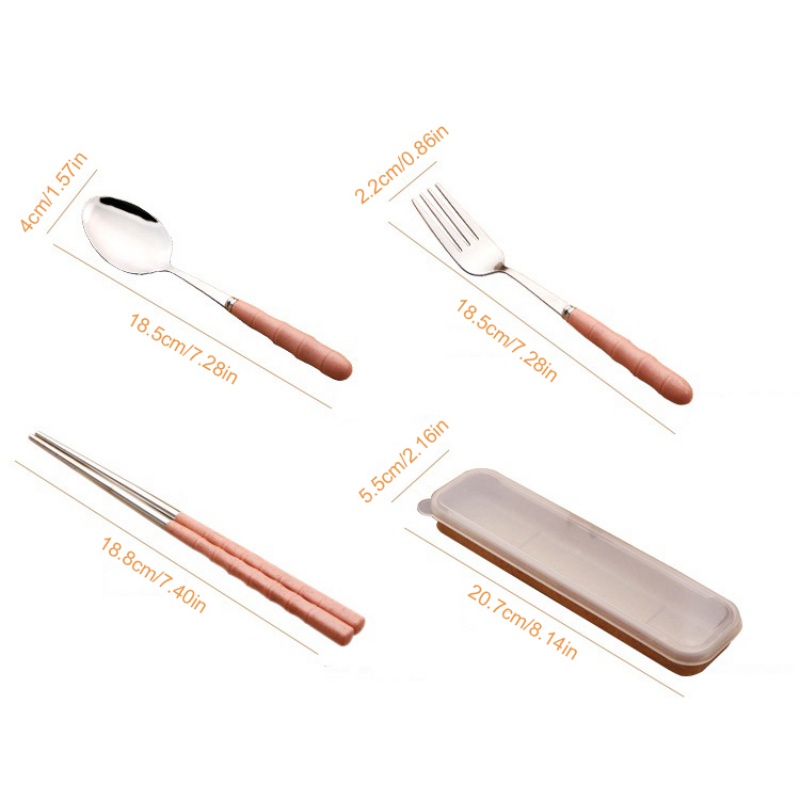 Bộ Dụng Cụ Ăn Bằng Thép Không Gỉ Phong Cách Hàn Quốc Kèm Hộp Đựng