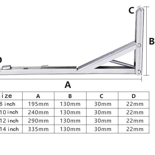 Bản Lề Bàn Gấp Gọn Bằng Thép Không Gỉ Max 65 Kg / Khuỷu Tay