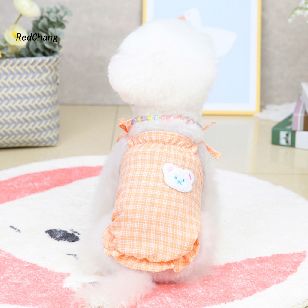 Áo Hai Dây Vải Cotton Thêu Hình Gấu Thoải Mái Dành Cho Cún Cưng Mặc Hàng Ngày