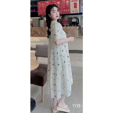 ĐẦM XỐP SUÔNG NỮ HỌA TIẾT HOA NHÍ PHỐI KHUY BẤT CHẤP DÁNG BÉO CỰC HOT PU