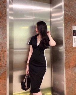Đầm thun cổ bẻ