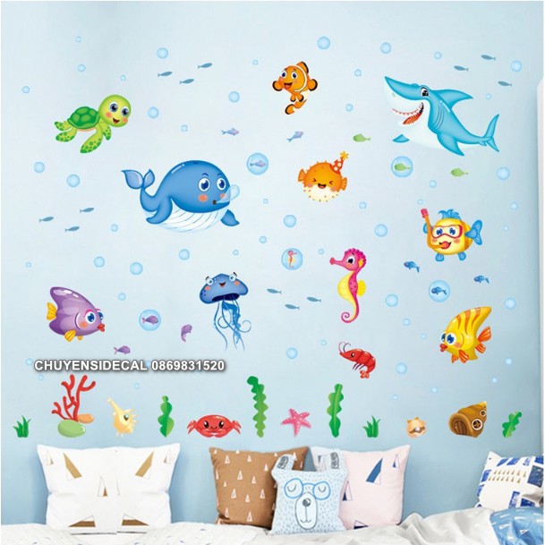 Decal trang trí tường - Cá Mập Đại Dương 02