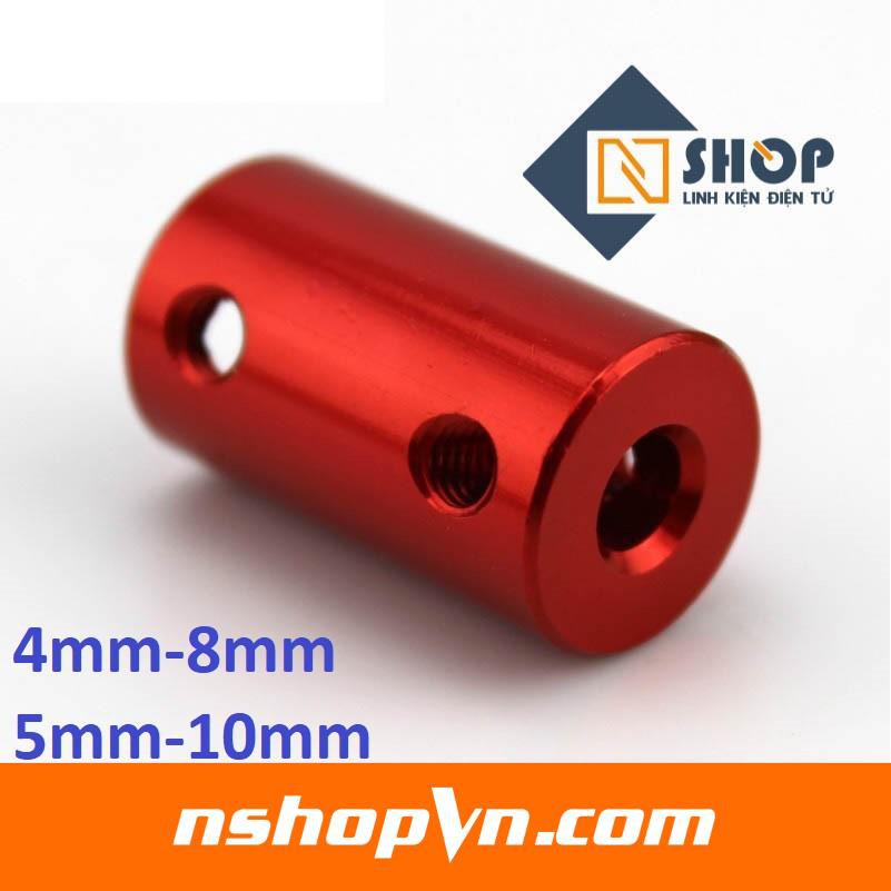 Khớp nối trục cứng 4mm-8mm (Màu đỏ), 5mm-5mm (Màu xanh), 5mm-8mm (Màu xanh), 5mm-10mm (Màu đỏ), 6mm-10mm (Màu đỏ)