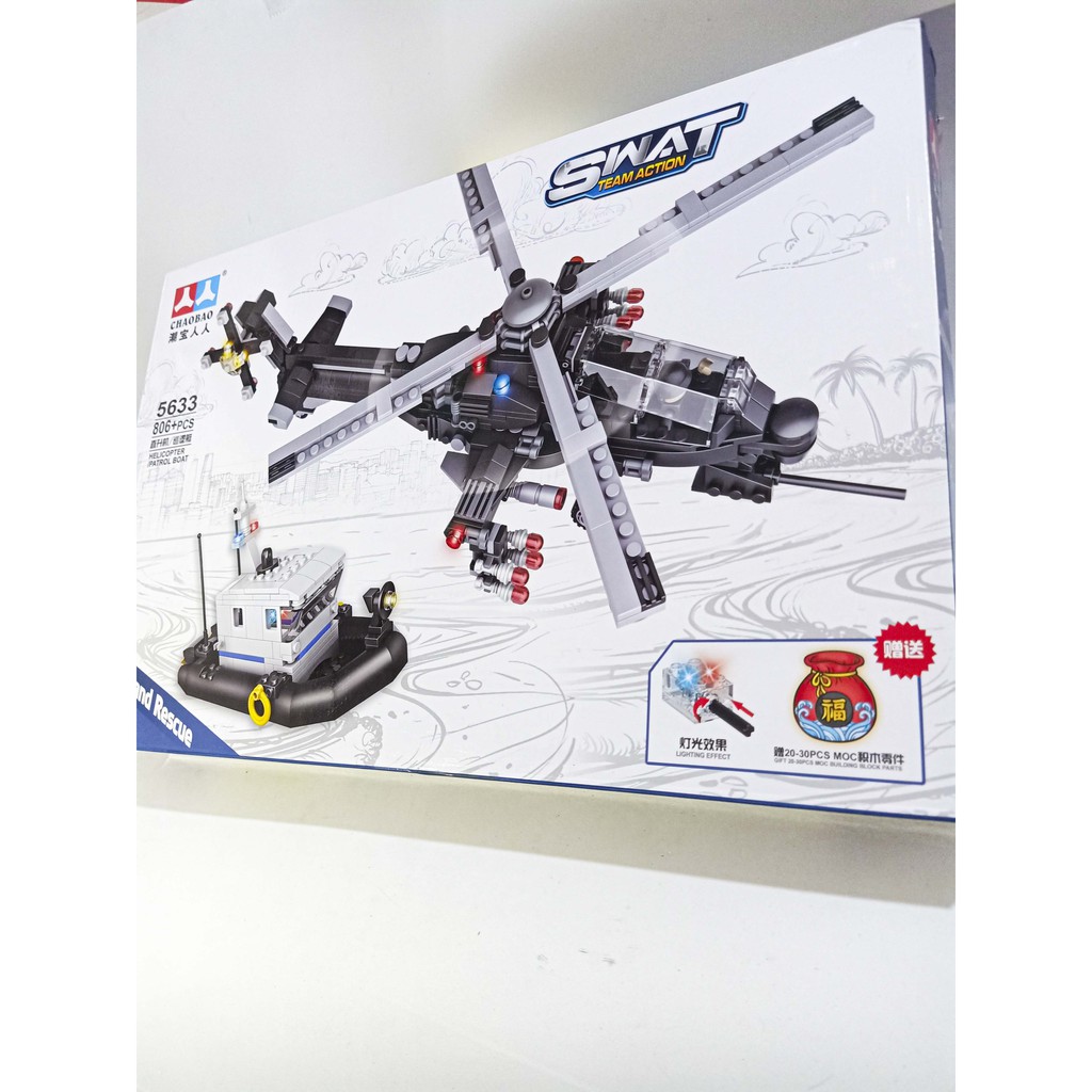 (806 MẢNH)Lắp Ráp Xếp Hình LEGO  Lắp Ráp Máy Bay Trực Thăng Và Tàu Hải Cảnh Cảnh Sát Biển Bộ To