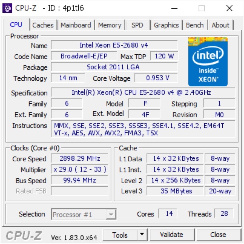 Cpu Intel Xeon E5 2680v4  Socket 2011v3 Siêu mạnh