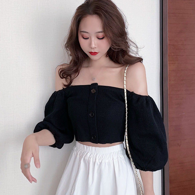 Áo Croptop Trễ Vai Thời Trang Nữ Gợi Cảm