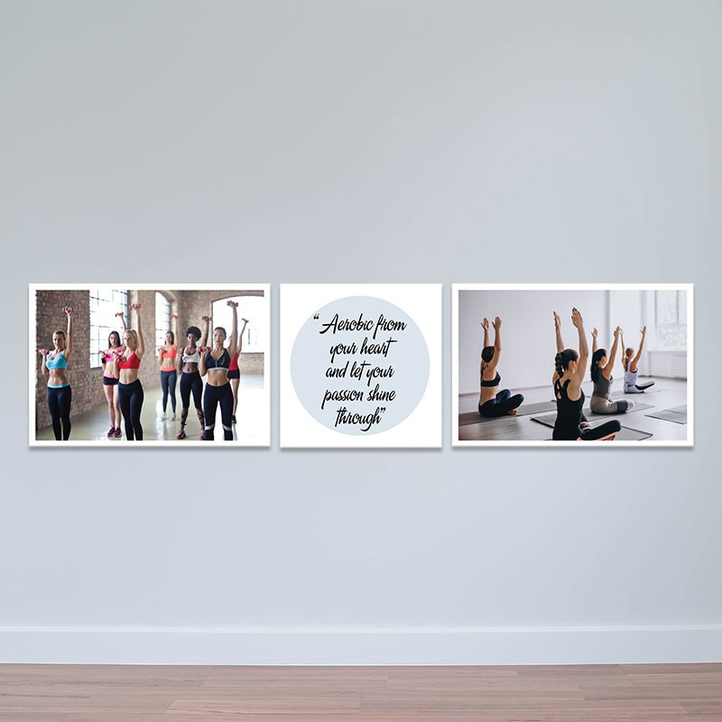 Bộ 3 tranh treo phòng tập aerobic | Tranh thể dục nhịp điệu T3824