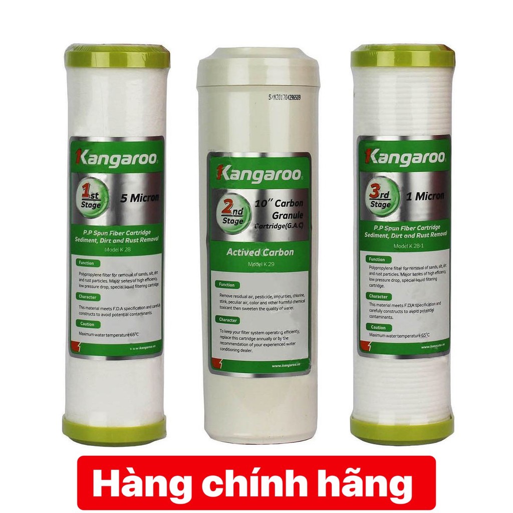 Bộ lõi lọc nước Kangaroo số 1, 2, 3