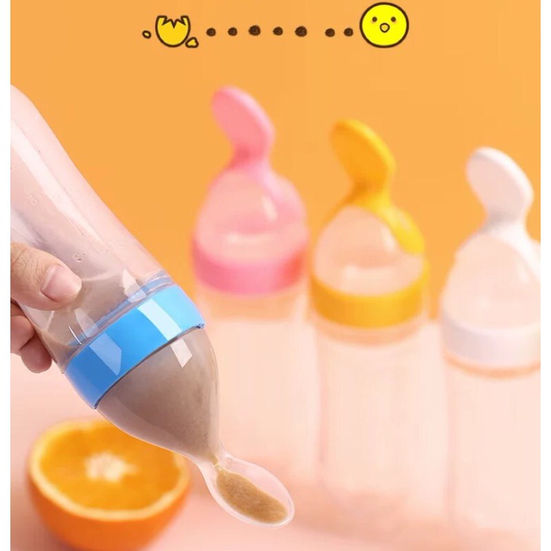 Ninikids: ĐƯỢC CHỌN MÀU-Bình thìa ăn dặm silicon chia vạch ( LOẠI TỐT)