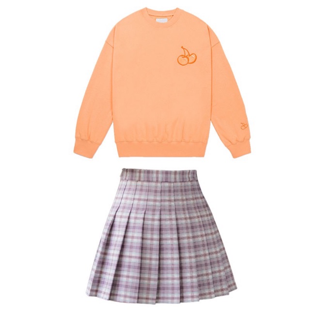 [Order taobao] Áo nỉ cherry và chân váy tennis kẻ siu dễ thươngg ✨💫 | BigBuy360 - bigbuy360.vn