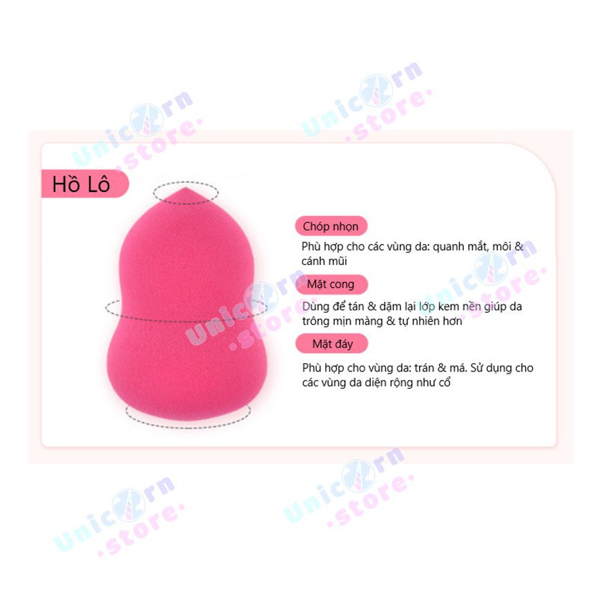Bông Mút Trang Điểm Tán Kem Nền Hình Hồ Lô, Oval, Giọt Nước
