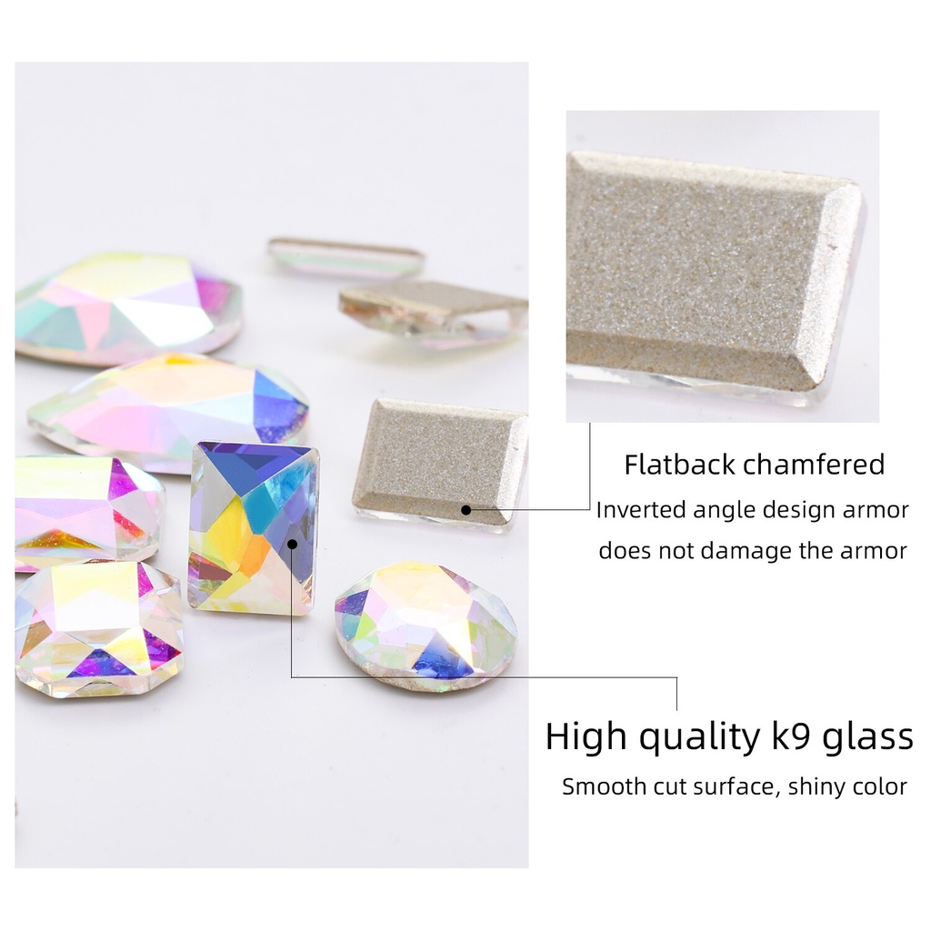 Set 20 Viên Đá Quý Nhân Tạo Mặt Phẳng Dùng Trang Trí Móng Tay Nghệ Thuật