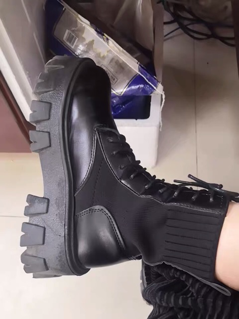 (Sẵn 37bóng. 38,39 lì)⚡️Bốt nữ da PU cao cổ phối len độn đế cá tính - 2 ảnh feeback cuối | BigBuy360 - bigbuy360.vn