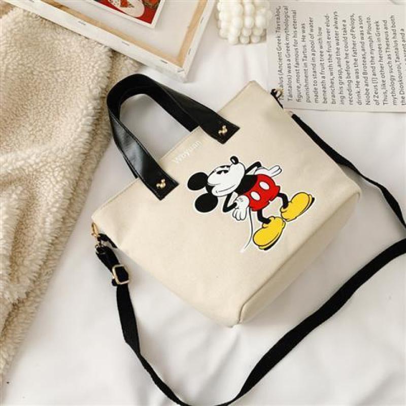 BRANDED túi vải Đeo Chéo In Hình Chuột Mickey Thời Trang