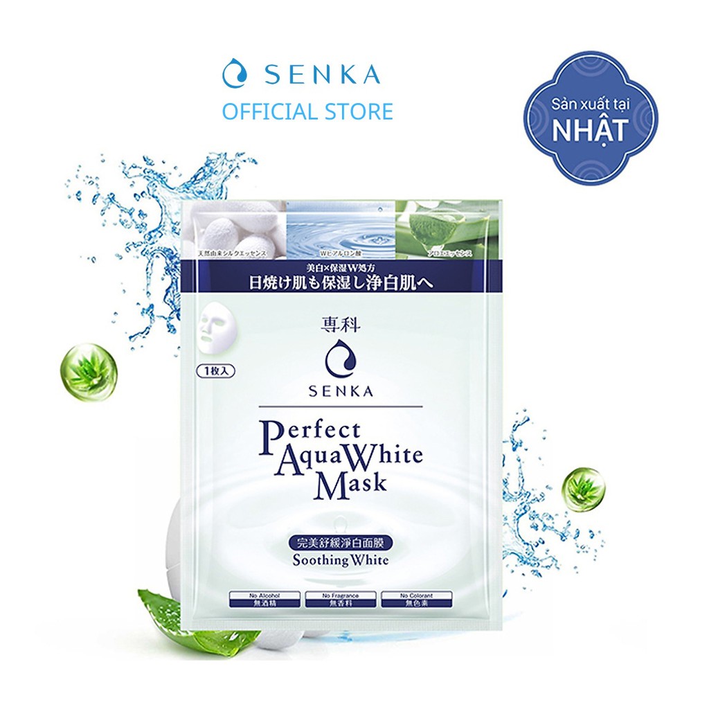 Mặt nạ dưỡng trắng dịu mát da Senka Perfect Aqua Soothing White Mask 23g