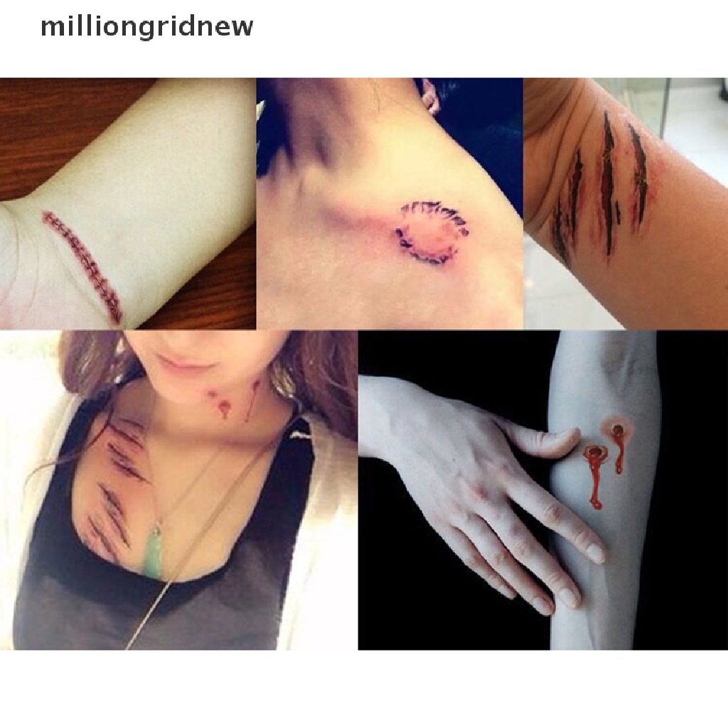 Set 30 Hình Xăm Dán Vết Thương Máu Chống Nước Phong Cách Halloween Độc Đáo