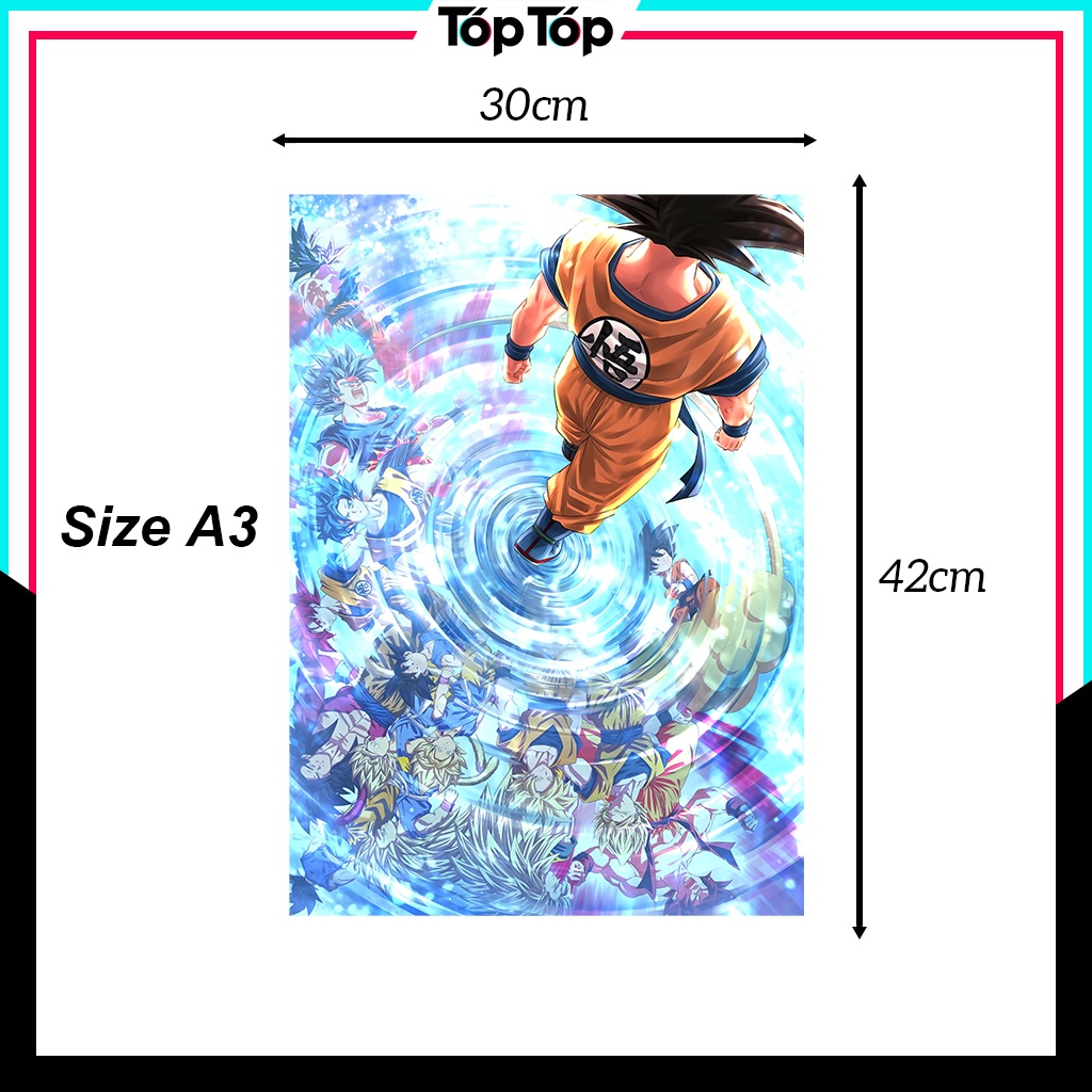 Poster Dragon Ball treo tường giấy ảnh bóng khổ A3 A4 - Tranh Nhân vật Songoku decor phòng cực đẹp DR