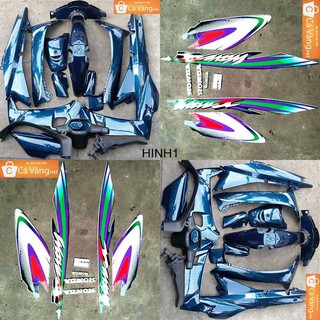 Bộ vỏ nhựa + Tem xe Wave A, Alpha 2002 NHỰA ZIN CAO CẤP màu XANH NHỚT