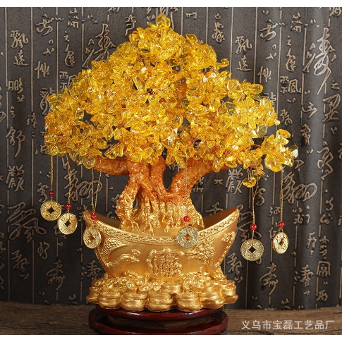 Cây kim tiền đá thạch anh. cây kim tiền trang trí. cây tài lộc trang trí.