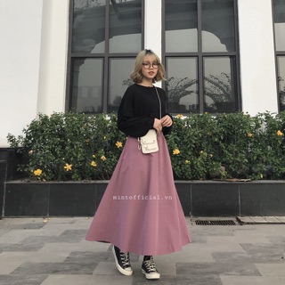 Chân váy màu tím hồng