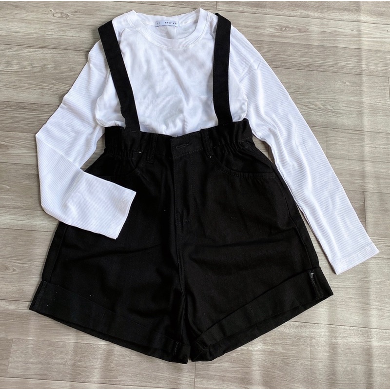 Áo thun gân trơn cổ tròn tay dài ôm body croptop